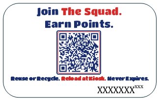 Back of Stuffie Squad RFID card showing the QR code and card number