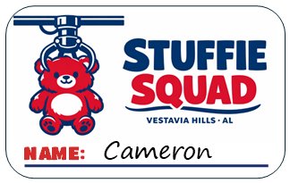 Front of Stuffie Squad RFID card